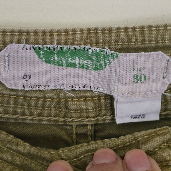 Anthropologie Khaki Linen Cotton Blend Patch Pocket Comfort Pants Size 30 - Picture 5 of 6